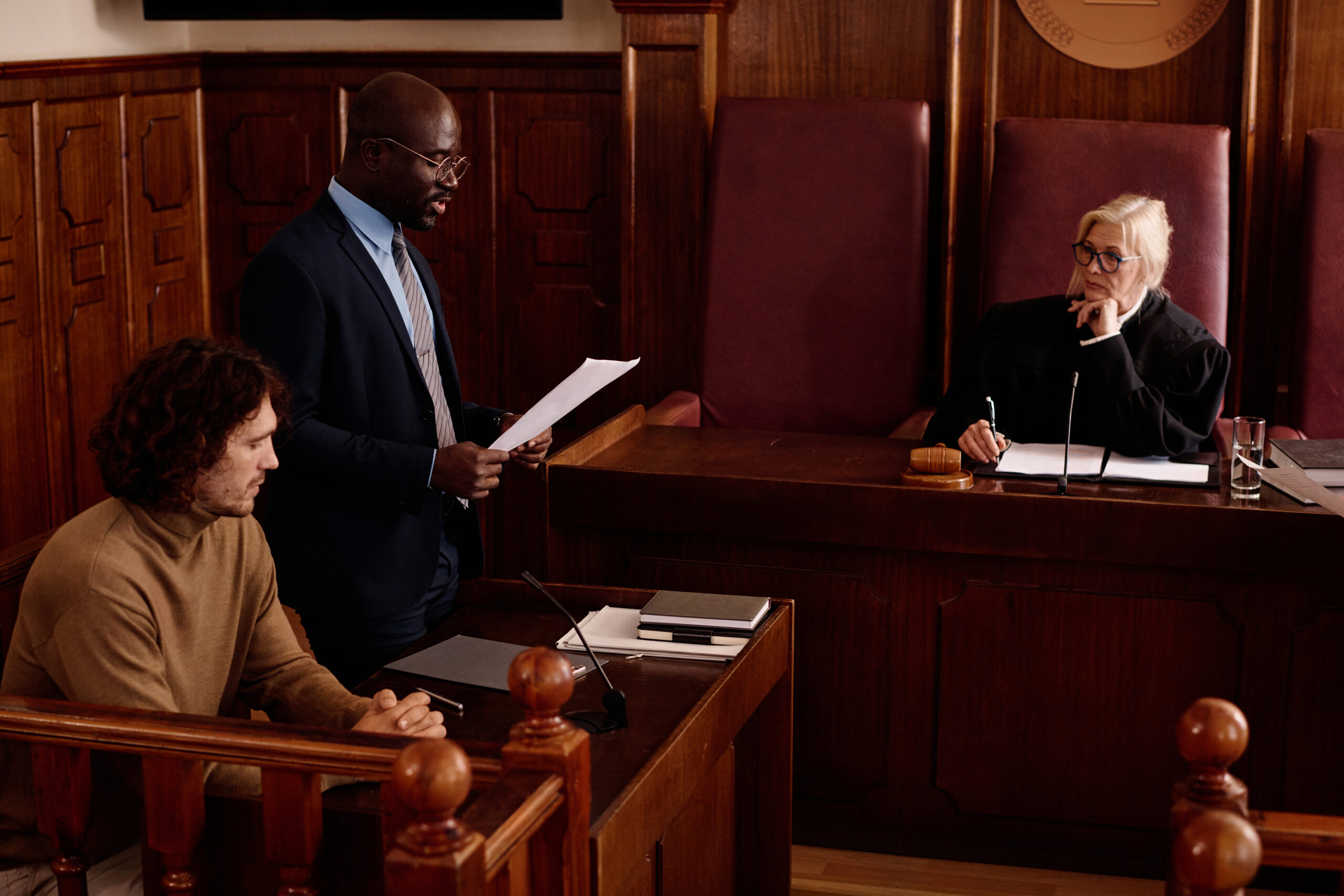 The Lawyer and the client attending a hearing of a child custody case in Texas