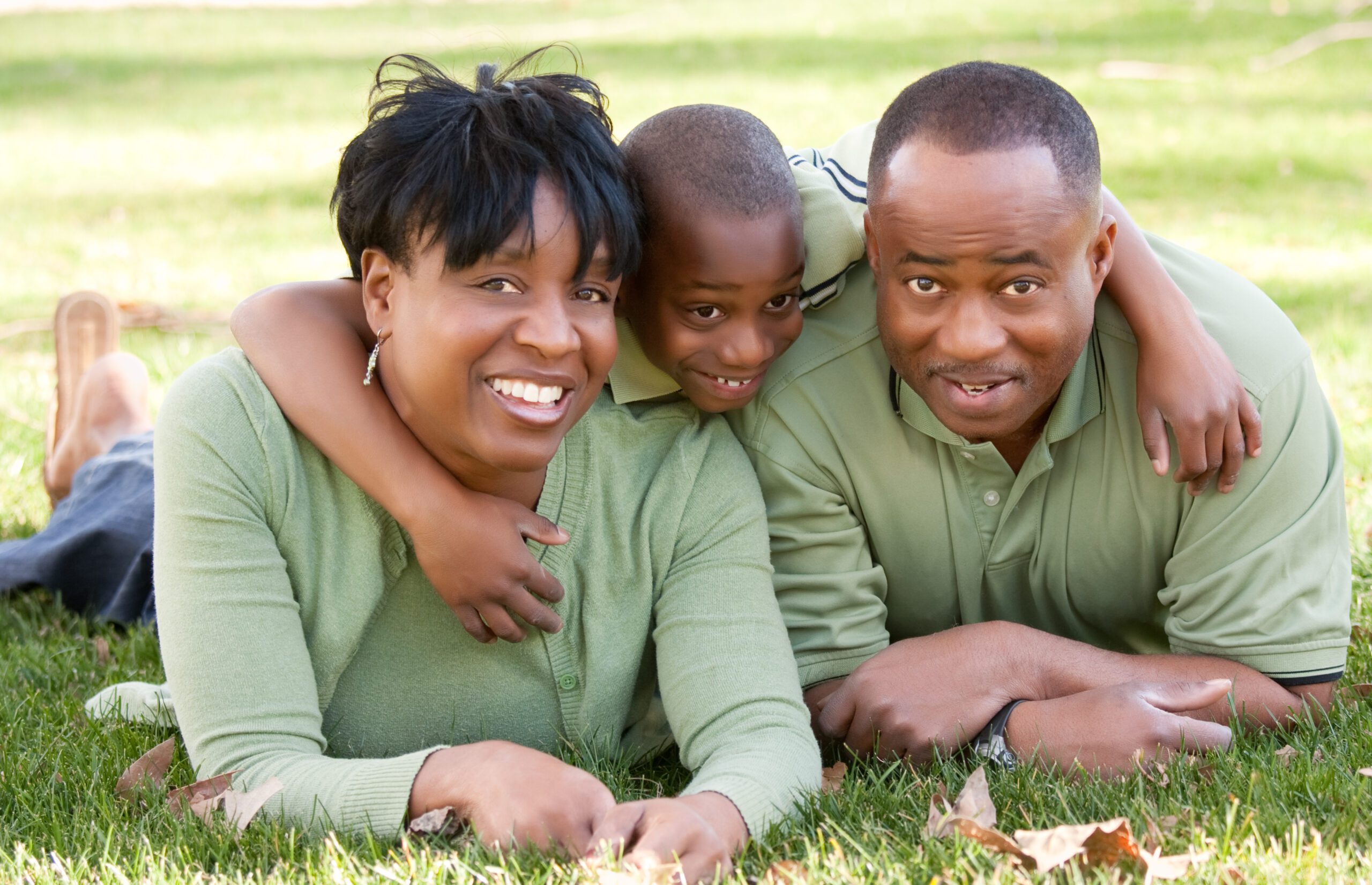 A complete family enjoying a picnic
