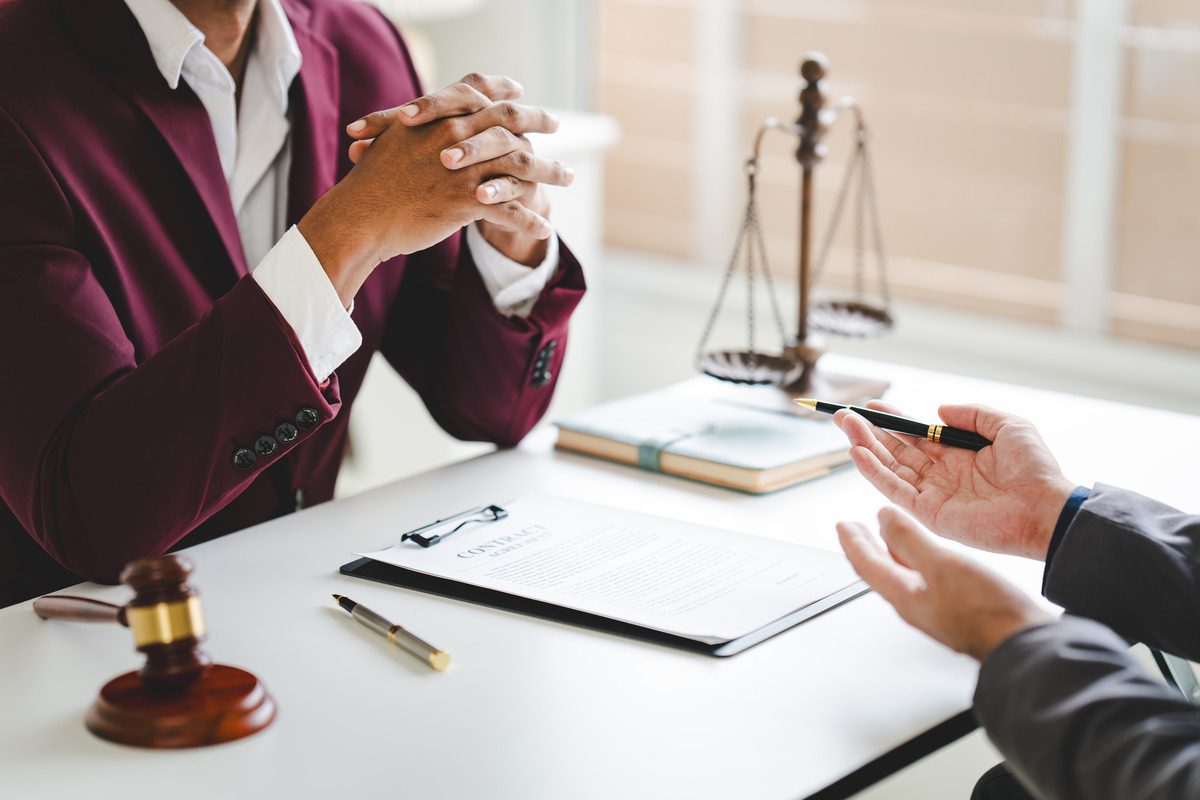 A lawyer discussing grey divorce to a client