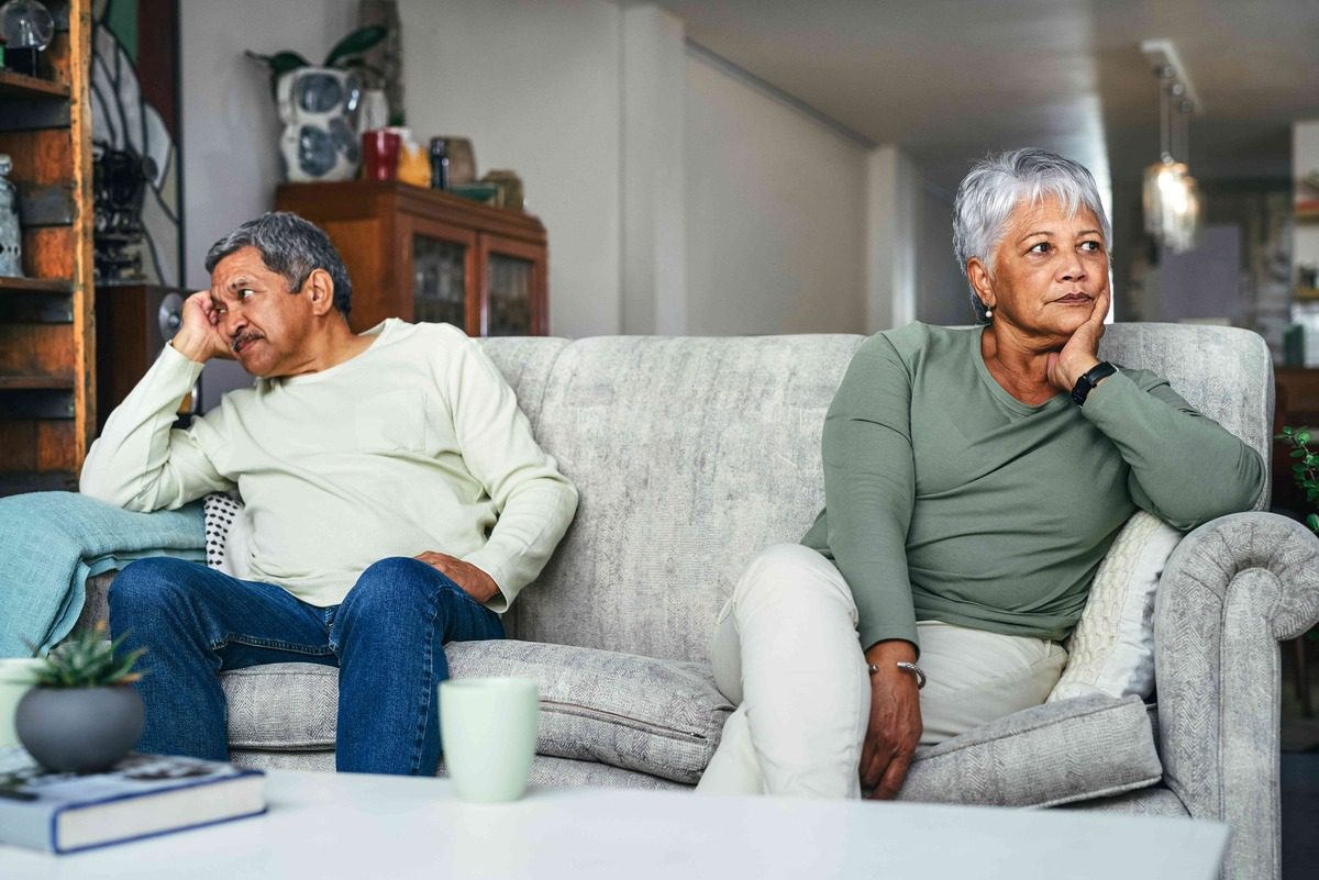 A old couple not talking to each other