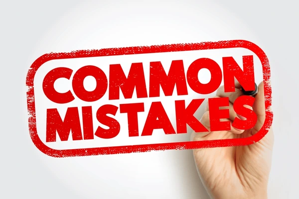 Graphic for avoiding common mistakes and learning from business errors, featuring a red stamp effect, perfect for educational blogs, professional advice, and troubleshooting guides